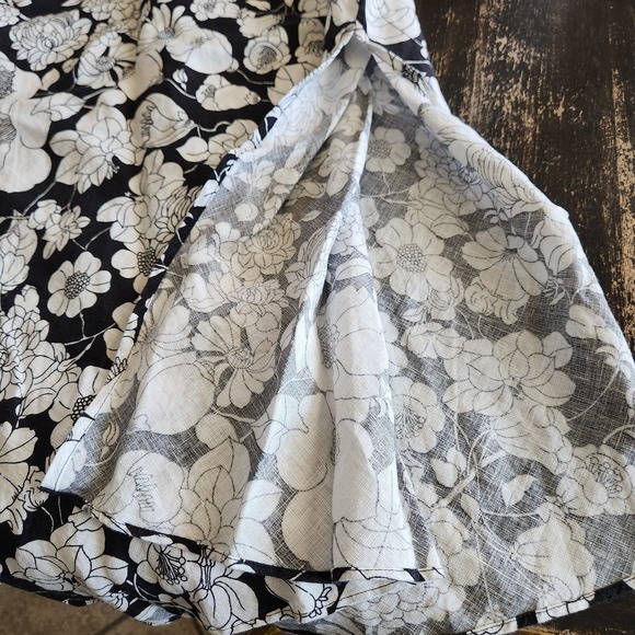 J Crew 100% Linen Slip Skirt Midi Maxi Size XS Floral Black Side Slits Summer - Picture 8 of 10